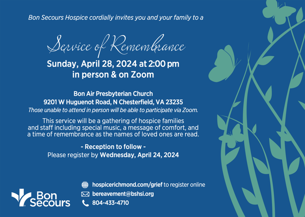 Bon Secours Hospice Service of Remembrance April 28 2024
